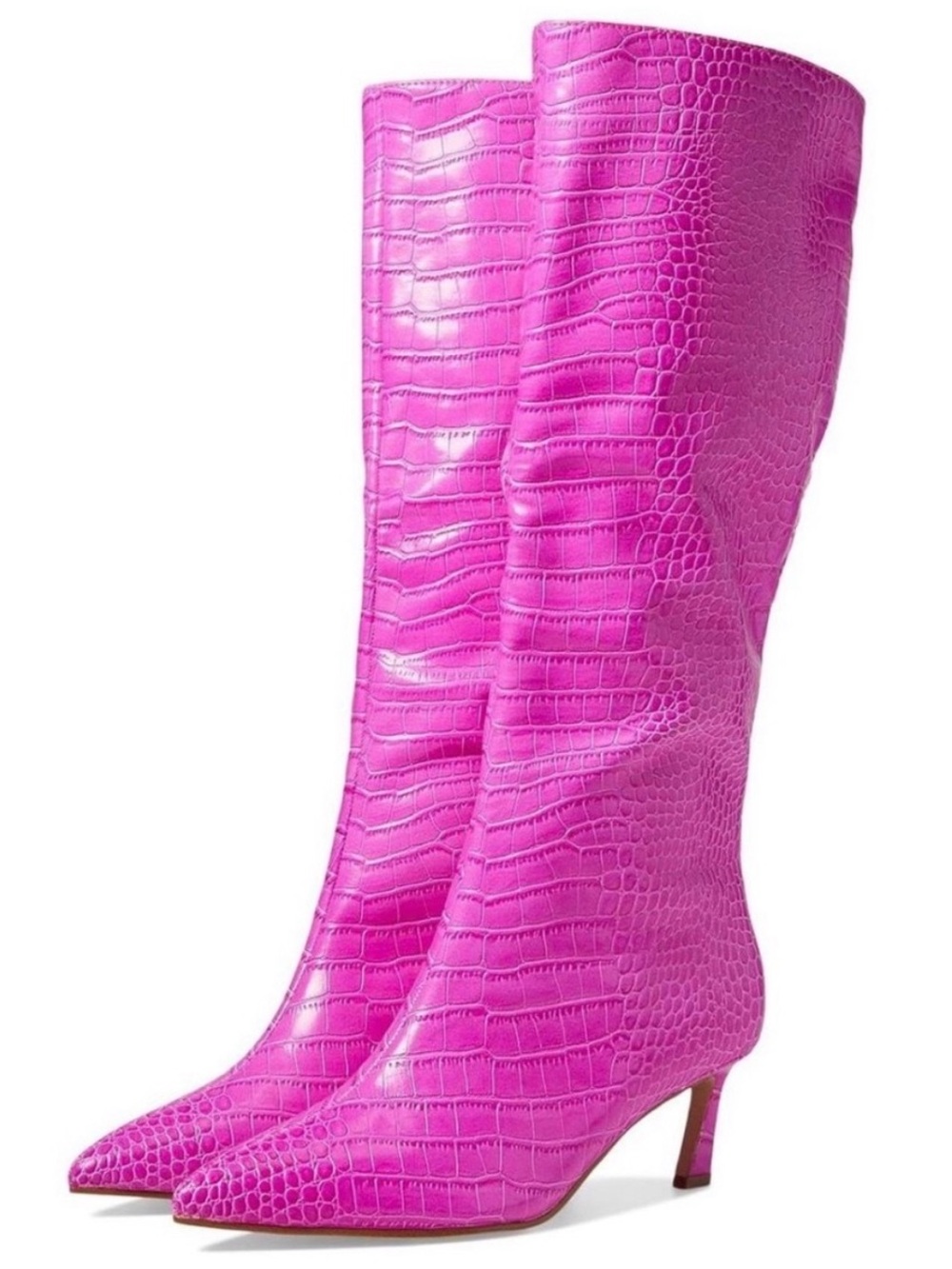 Steve Madden Pink Croc-Embossed Over-the-Knee Boots